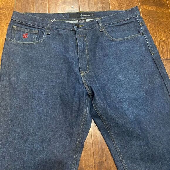 Rocawear Vintage Y2K Embroidered Straight Navy Blue Jeans Mens Size 38 x 30 - Picture 3 of 12
